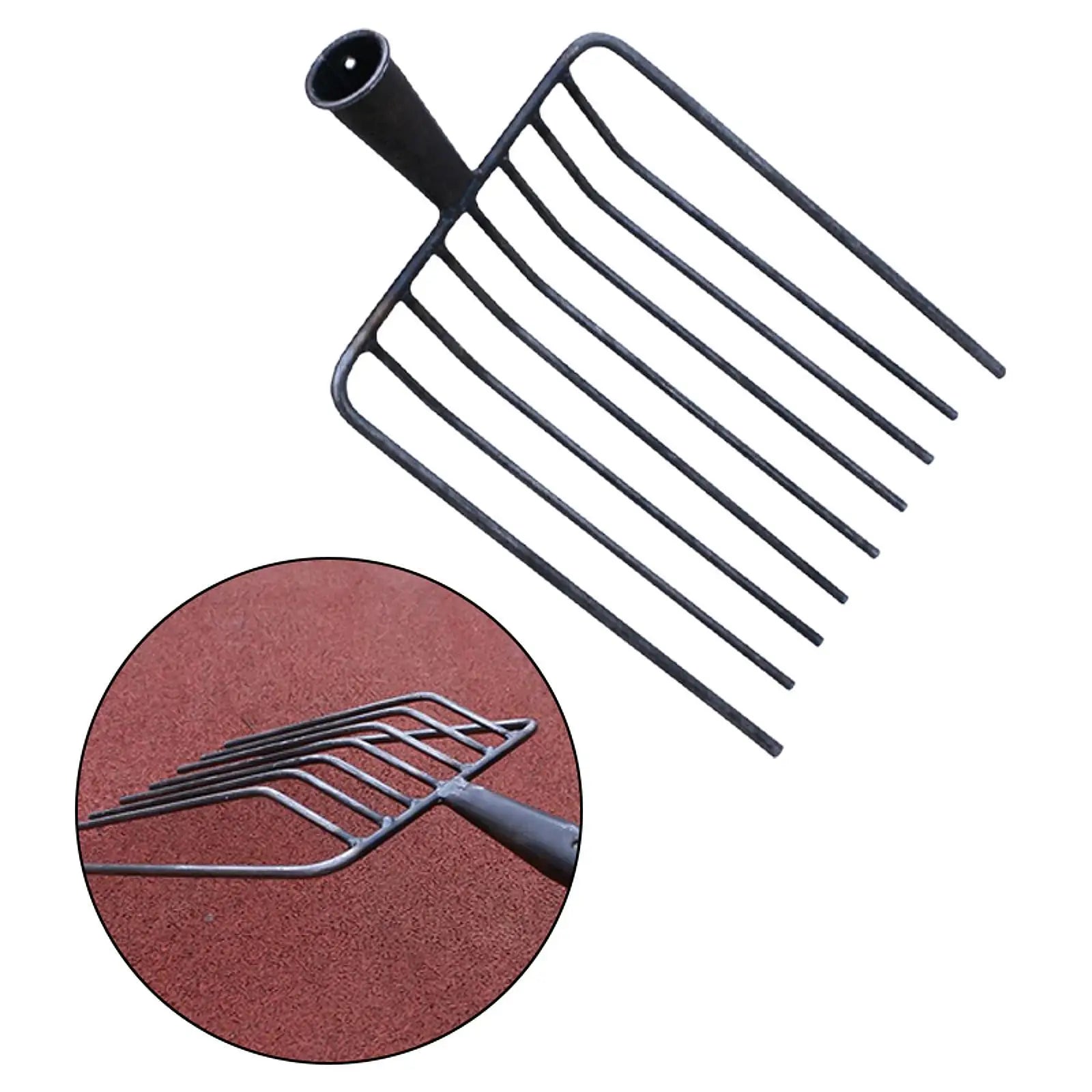 Pitchfork Tool Replacement Head, Agricultural Fork for Garden Tasks 9 teeth Steel Stall Shaving Fork for Lawns Road Maintenance