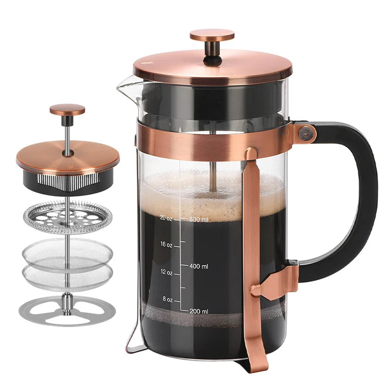 French Press Pot High Borosilicate Glass Pot Household Double-layer Filter Screen Hand Brewed Coffee Pot