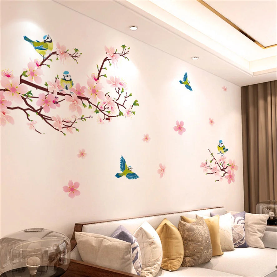 Living Room Flower Background Wall Stickers Bedroom Room Wall Decoration Stickers Wallpaper Self-adhesive Stickers Home Decor