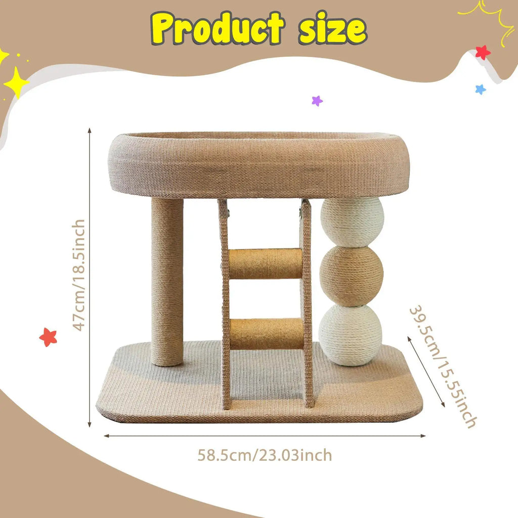 Small Cat Tree Tower with Perch Bed Scratching Post Pet Accessories Training Toy Multifunctional for Indoor Cats Kittens Condo