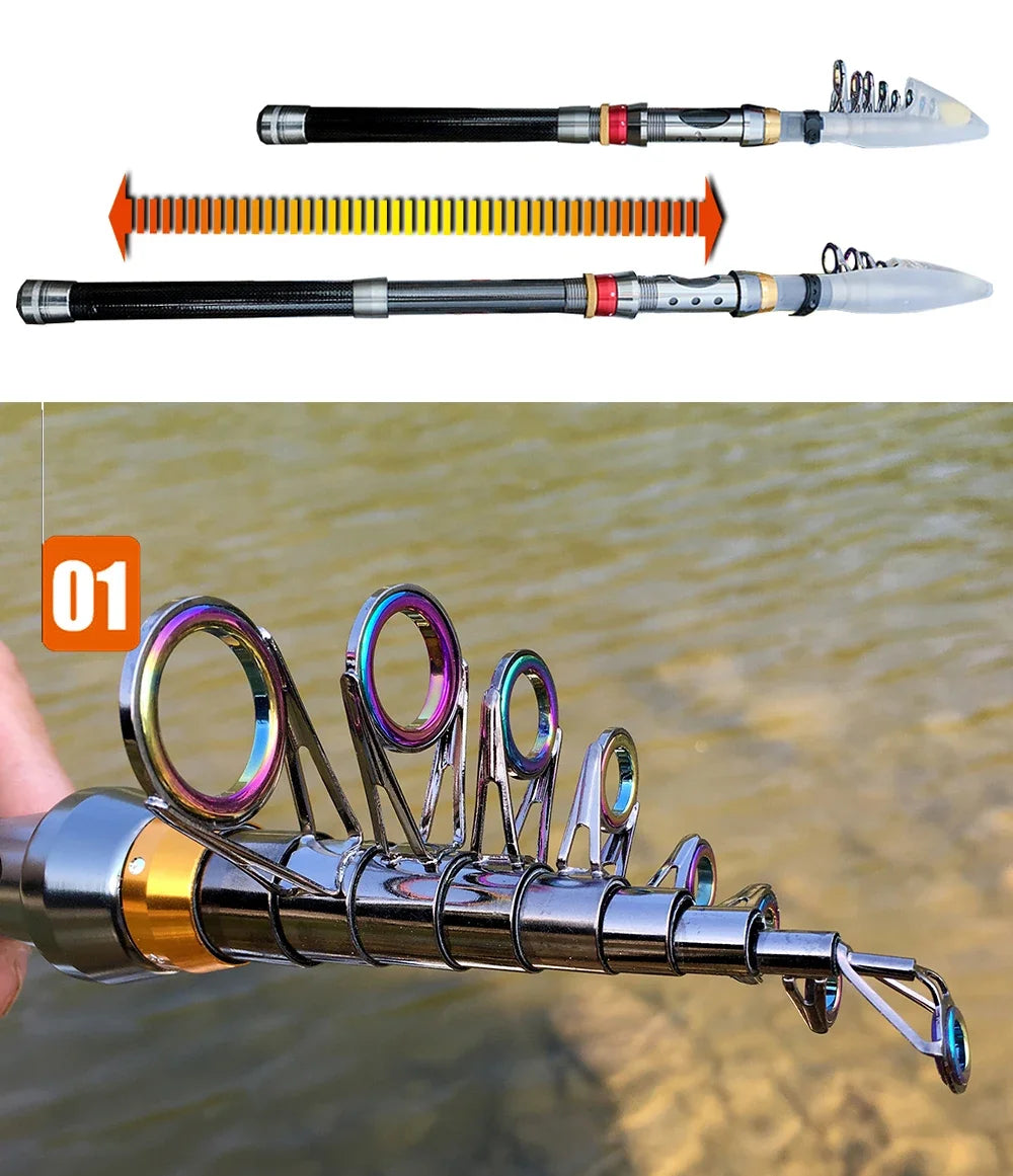 Spinning Fishing Rods Big Ring 1.8M 2.1M 2.4M 2.7M 3.0M 3.6M Hard Telescopic Fishing Rod Ultra Light Pole Lure Carp Travel Ocean