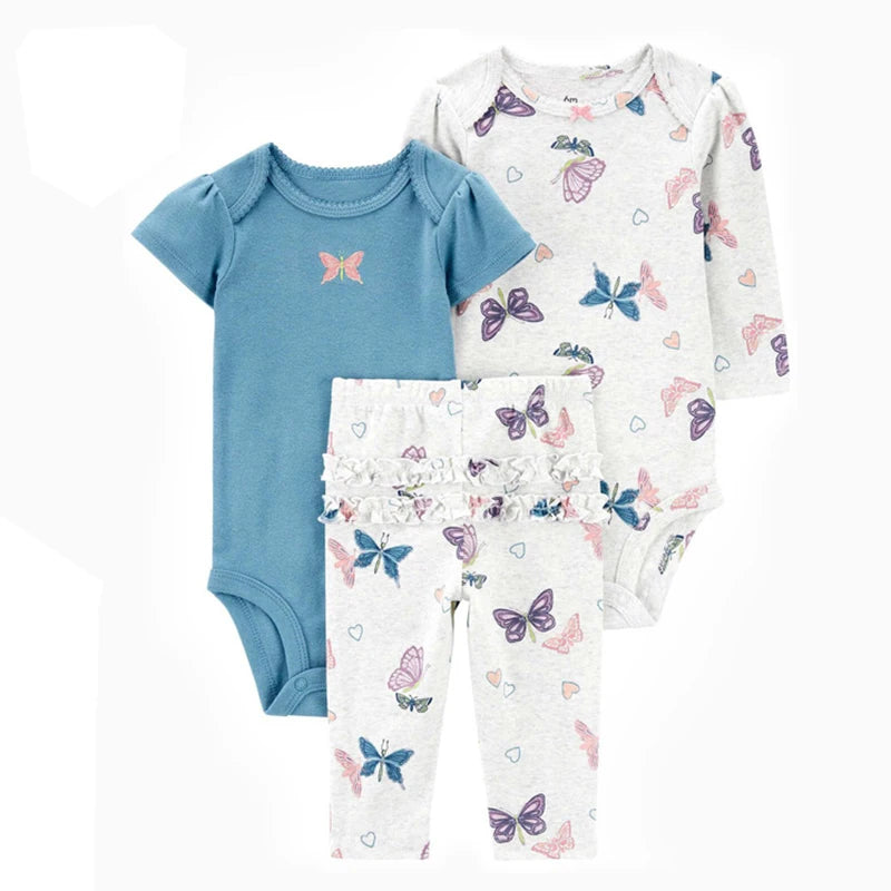 2025 Baby Girls Clothes Autumn Spring Newborn Infant Outfit Cotton Bodysuit Top And Bottom Pants Kids Toddler Clothing Set 6-24M
