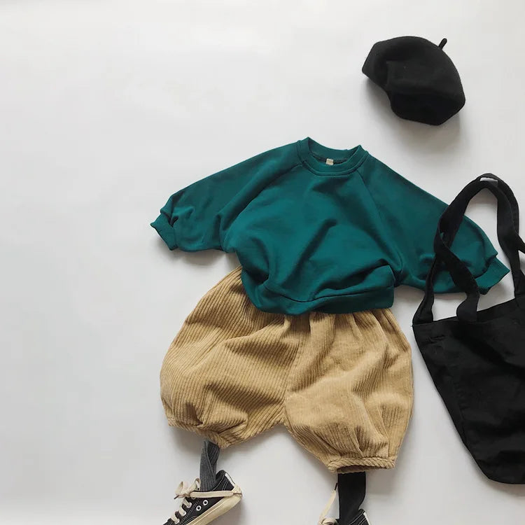 Autumn New Children Casual Sweatshirt For Boys Girls Long Sleeve Sweatshirt Solid Baby Loose Pullover Cotton Kids Clothes