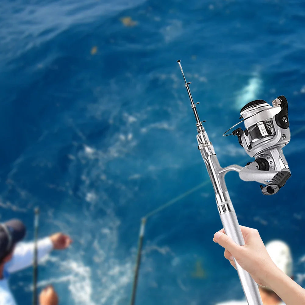 Mini Pocket Pen Shape Fishing Rod Pole Reel Aluminum Alloy Fishing Pole with Reel Closed Length 7.87 in Extended Length 37.87 in