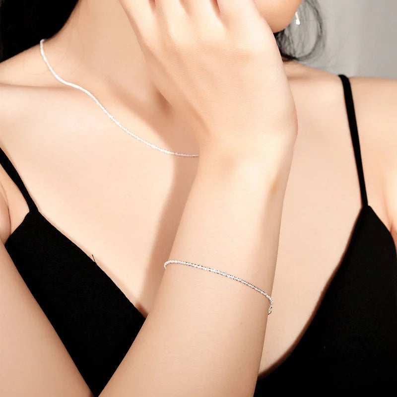 SOMILIA Fashion 18K Yellow Gold Necklace Authentic S925 Sterling Silver Sparkling Clavicle Sweater Chain High Jewelry For Woman