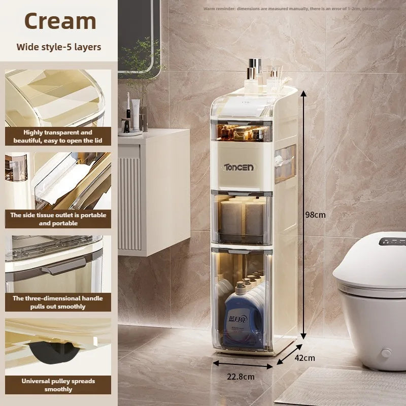 Bathroom crevice cabinet, bathroom living room storage cabinet, multifunctional storage cabinet, storage rack, large capacity