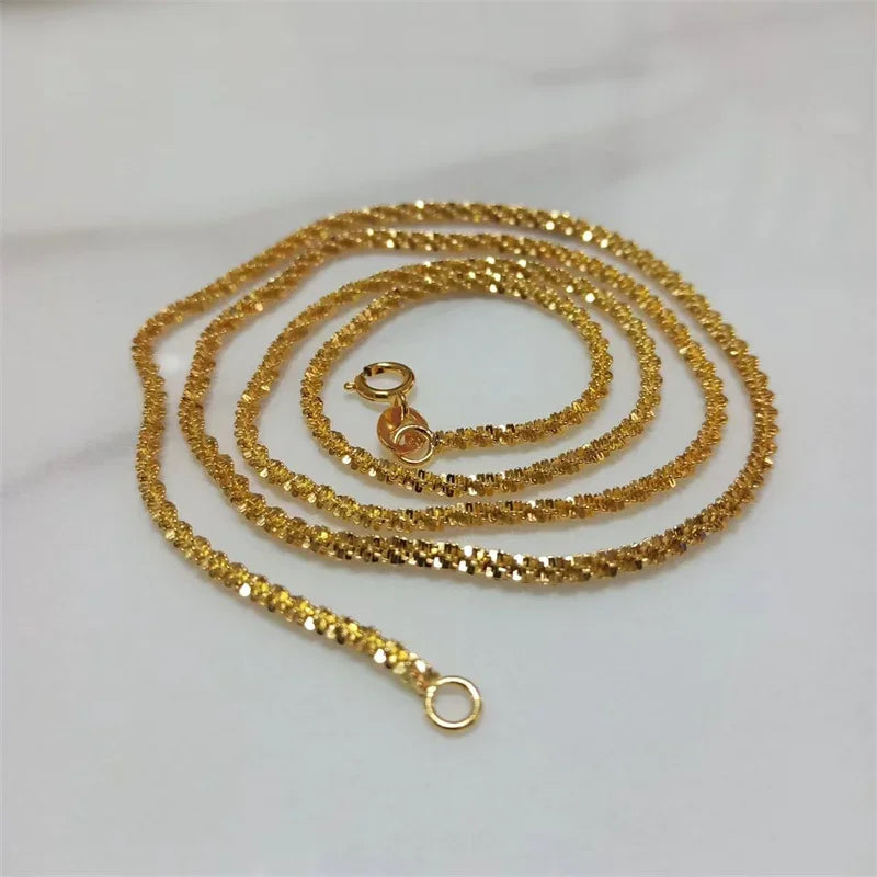 SOMILIA Fashion 18K Yellow Gold Necklace Authentic S925 Sterling Silver Sparkling Clavicle Sweater Chain High Jewelry For Woman