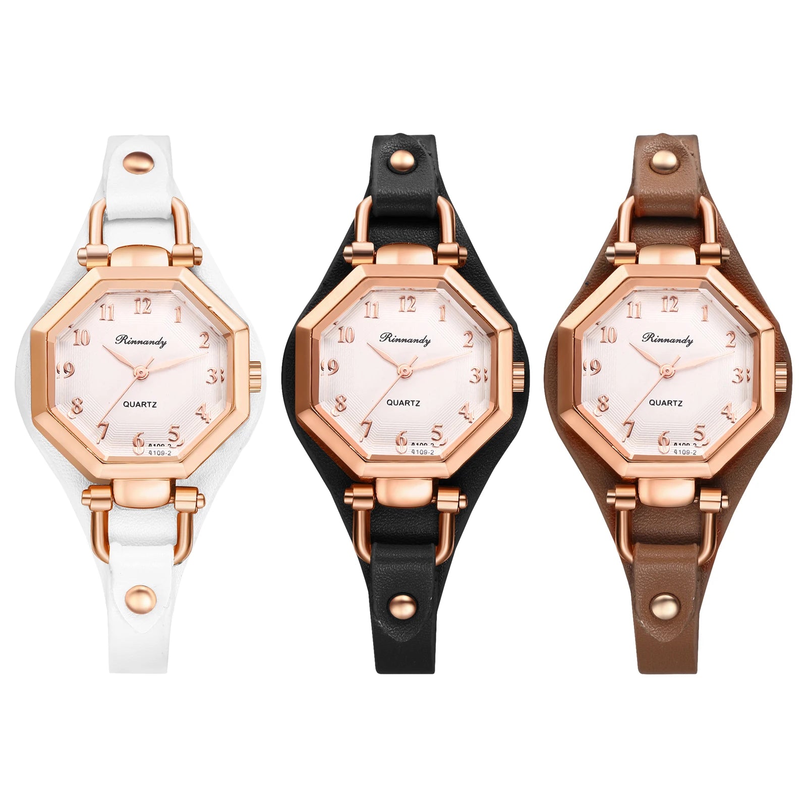 LANCARDO Ctagonal Leather Bracelet for Women Strap Waterproof Analog Quartz Arabic Digital Scale Exquisite Fashion Watch