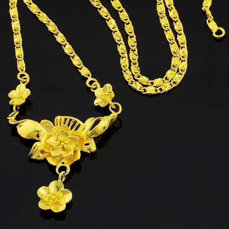 Rose Vietnamese gold sand necklace female gold-plated jewelry for girlfriend's birthday gift