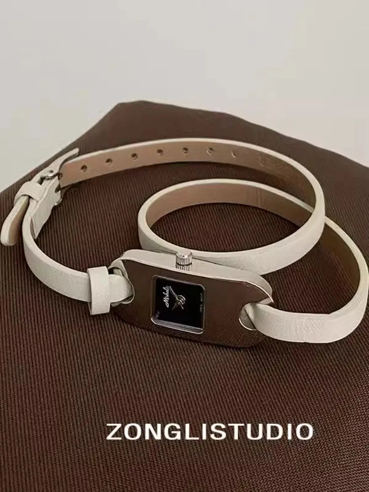 Watches for women twine long strap Watch women vintage leather thin strap waterproof quartz luxury women's watch reloj mujer