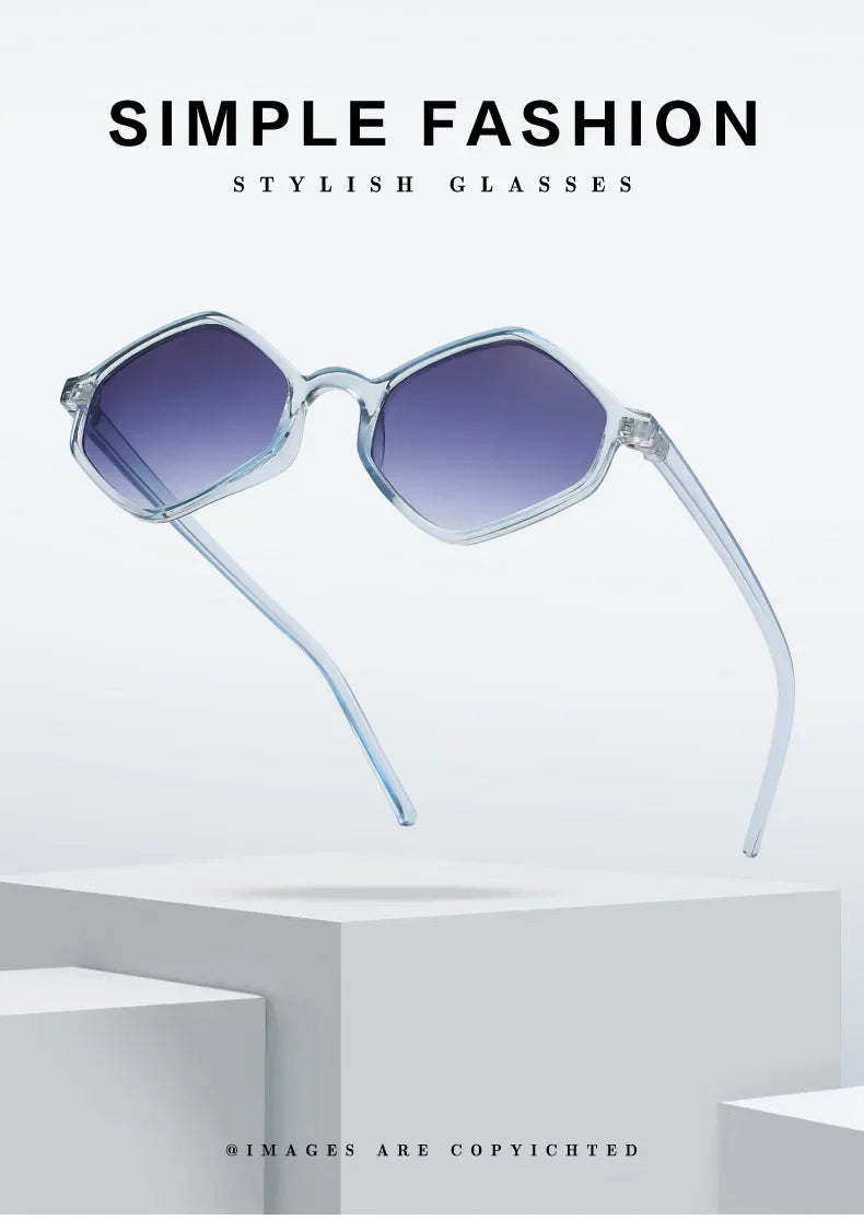 2025 Sunglasses for Women Rhombus Clear Blue Sun Glasses Irregular Vintage Small Frame Goggle UV400 Ladies Lentes De Sol Mujer