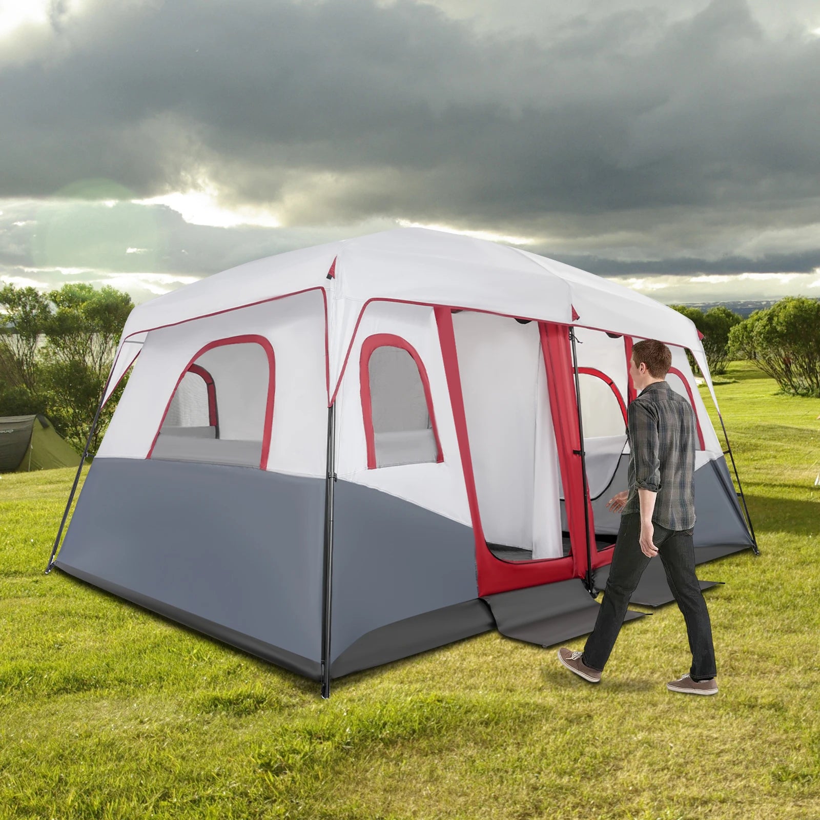 Large Tents for Camping Portable Family Tent for Outdoor Camping and Backyard with Room Divider 8-12 People Accommodation