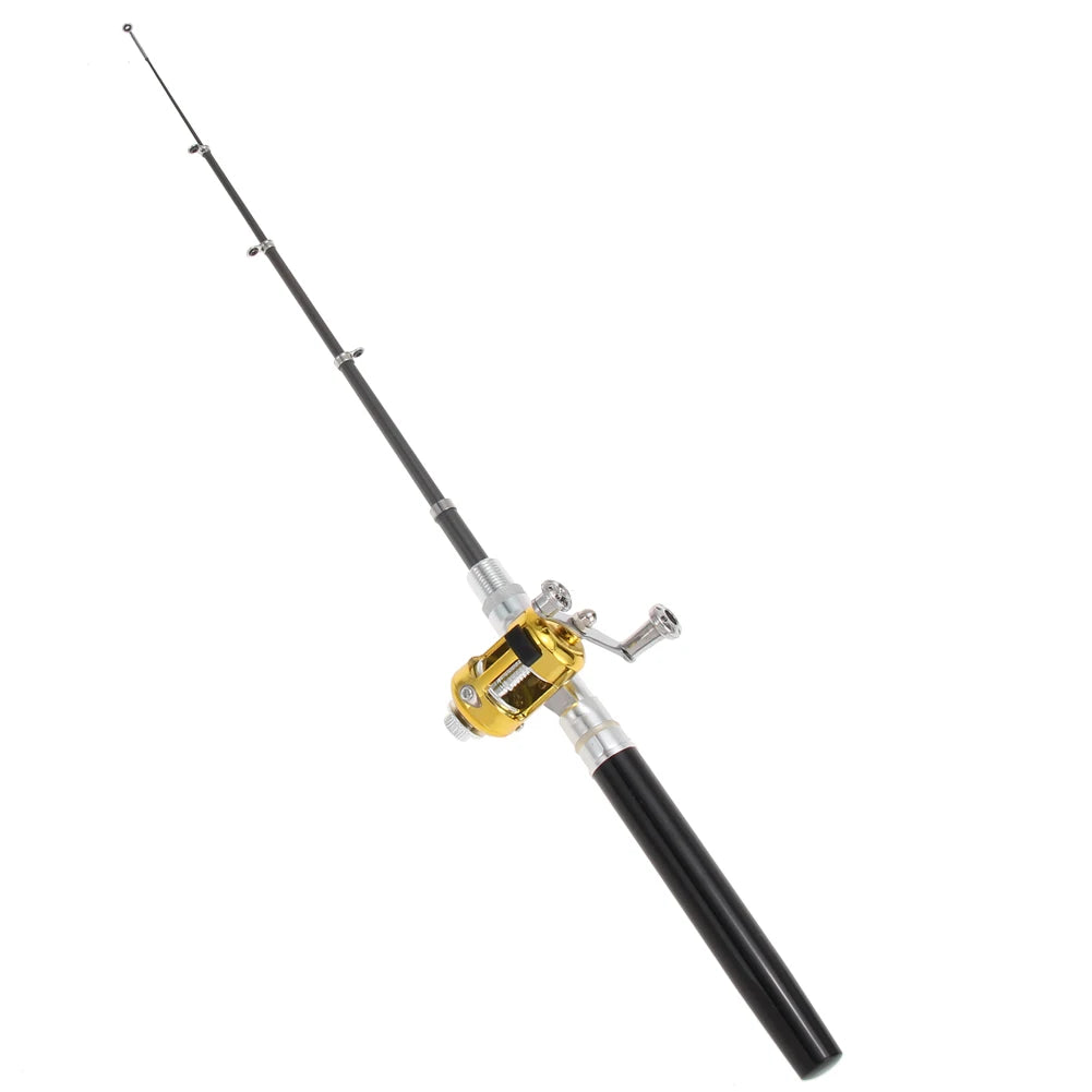 Fishing Rod Reel Combo Set Mini Telescopic Pocket Pen Fishing Rod Pole Pocket Fishing Rod Reel Full Kit Fishing Tool