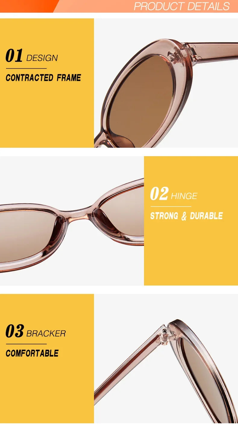 Vintage Oval Sunglasses Women Luxury Brand Designer Small Oval Sun Glasses Retro Black Red Glasses ladies Goggle UV400 Eyewear