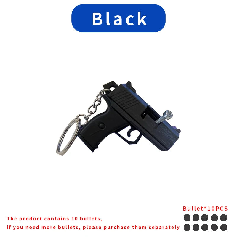 Functional Miniature Gatling Gun Keychain - BB Bullet Shooting, Plastic Material with Rotating Barrels