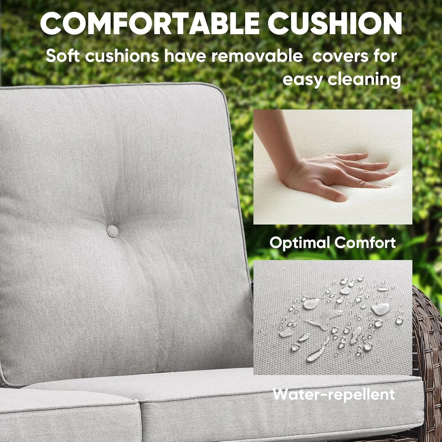 Outdoor Loveseat Sofa 2-Seat PE Wicker Outdoor Couch with Coffee Table, Deep Seat High Back Patio Furniture for Patio, Garden, P