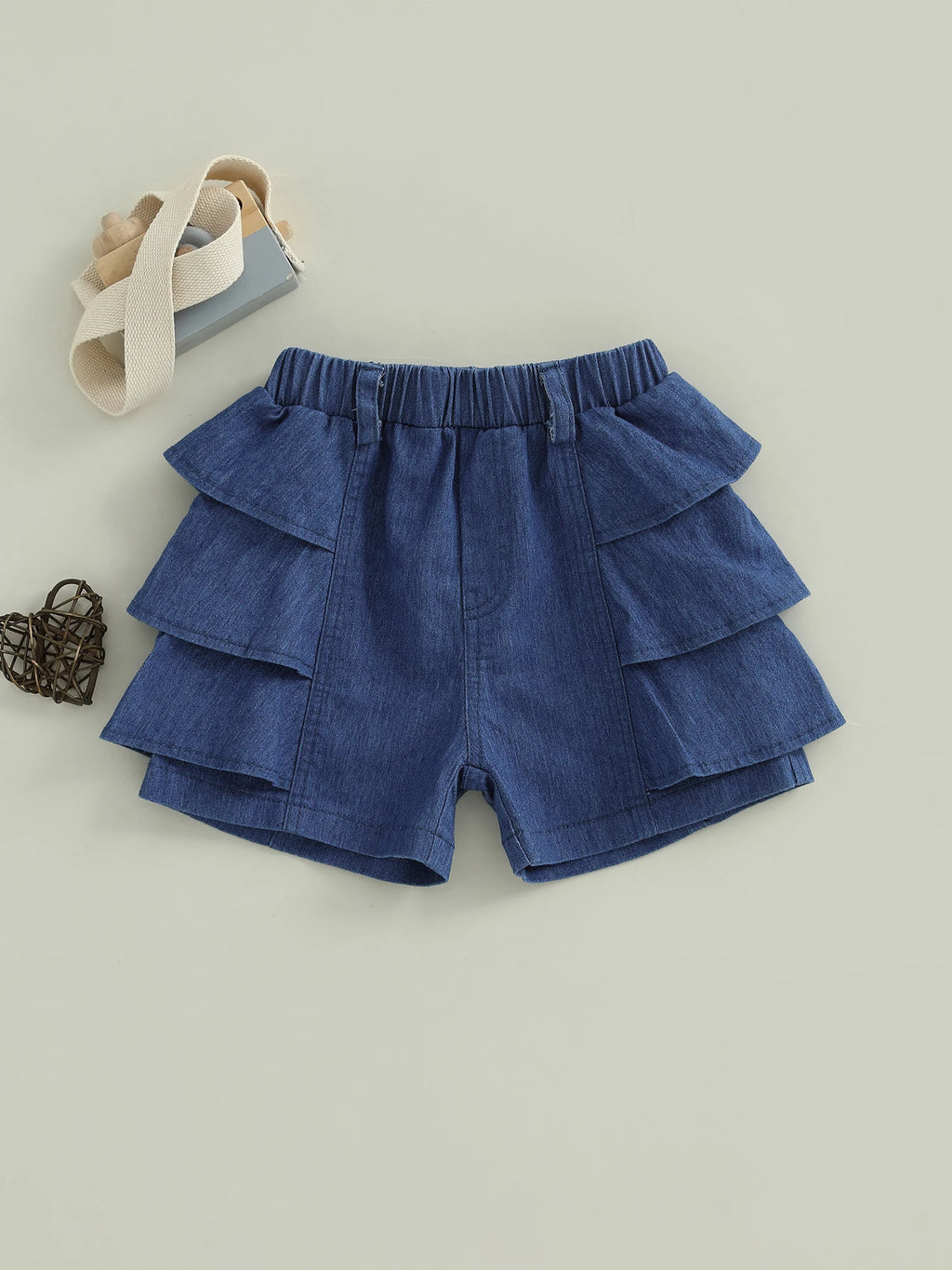 Adorable Baby Boy Denim Shorts Trendy Frayed Hem Elastic Waistband Mid Rise Jean Shorts for Spring and Summer Wear