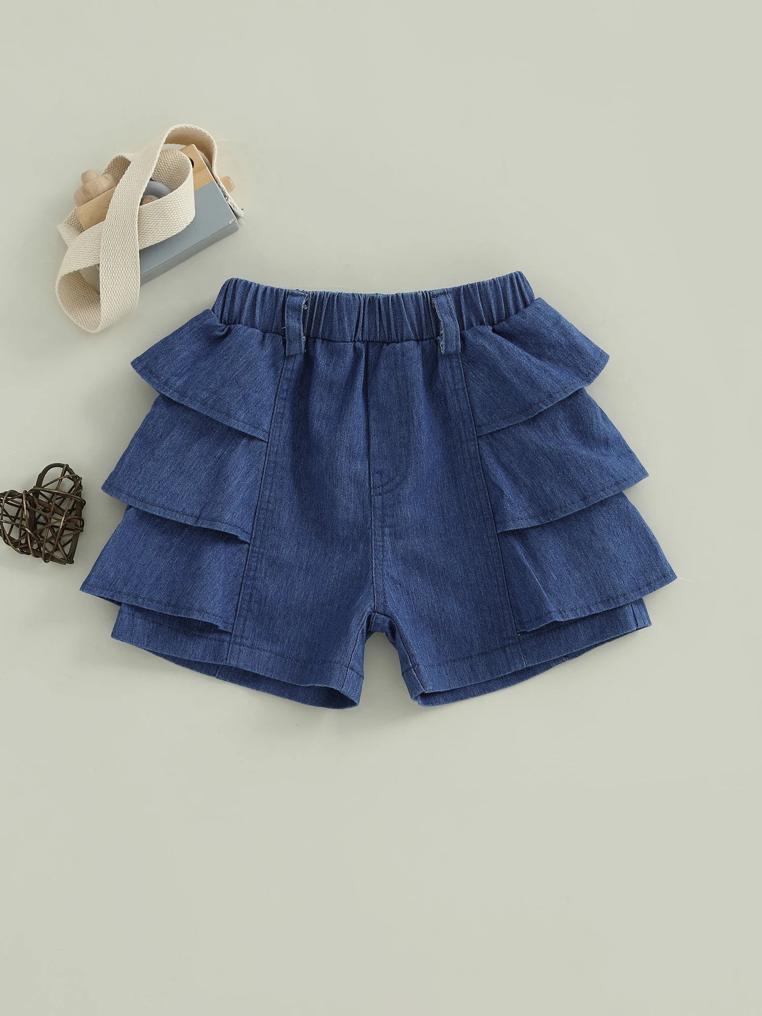 Adorable Baby Boy Denim Shorts Trendy Frayed Hem Elastic Waistband Mid Rise Jean Shorts for Spring and Summer Wear