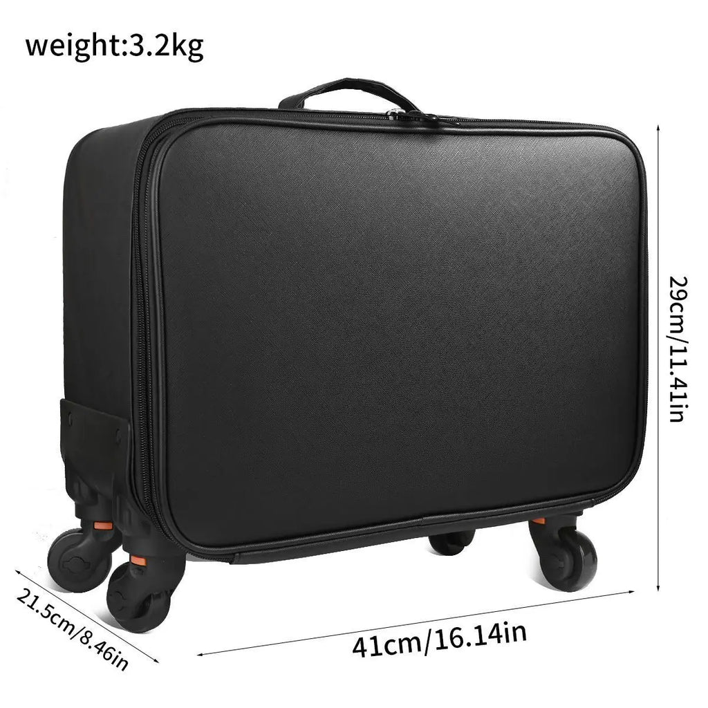 Large Rolling Makeup Case Professional Cosmetic Trolley on Wheels, Multi-Layer Embroidered Travel Organizer for Beauty
