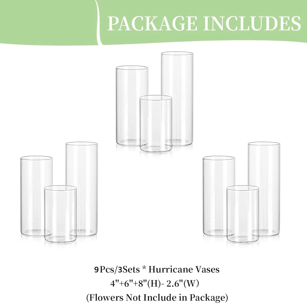 Clear Glass Cylinder Vase Glass Vases for Centerpieces, Modern Floating Candle Vases for Flowers, Hurricane Vase, Candle Holder
