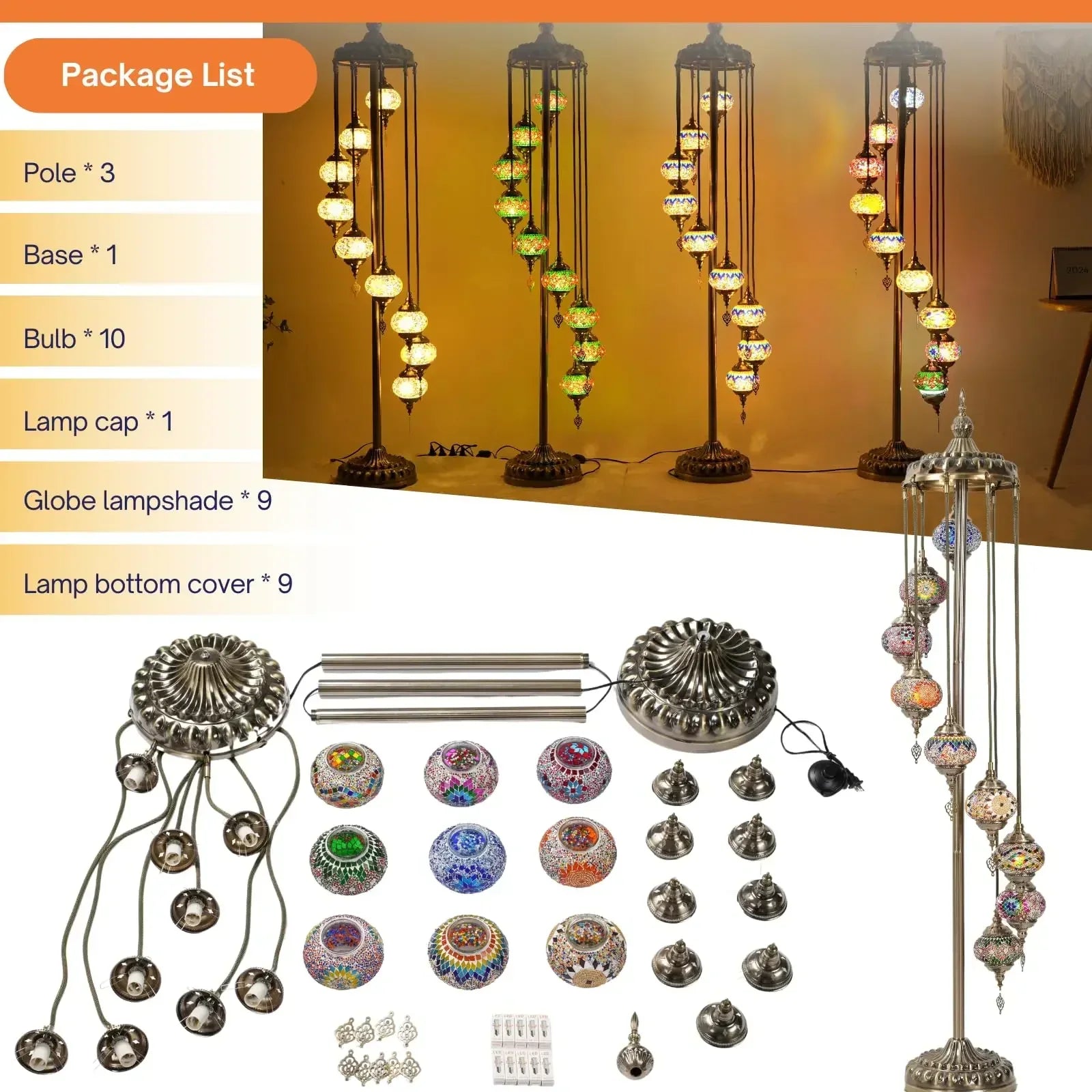 Turkish Moroccan Floor Lamp, Handcrafted Moroccan Style, Turkish Floor Light for Home Decor