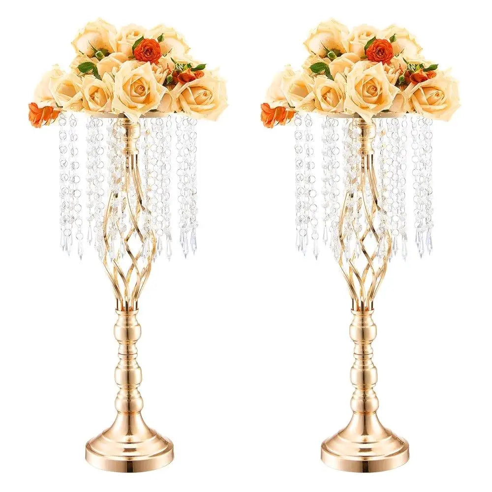 Set of 2 55cm/21.65 Tall Crystal Wedding & for party Decor Flower Stand Vases