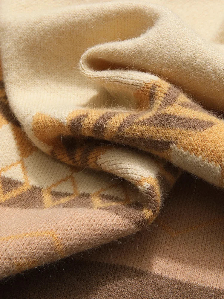 I BELIEVE YOU Sweater for Women Gentle Lazy Wind Jacquard Loose Soft Waxy 2024 Winter New Knitted Cozy Pullover Lady 2234125378