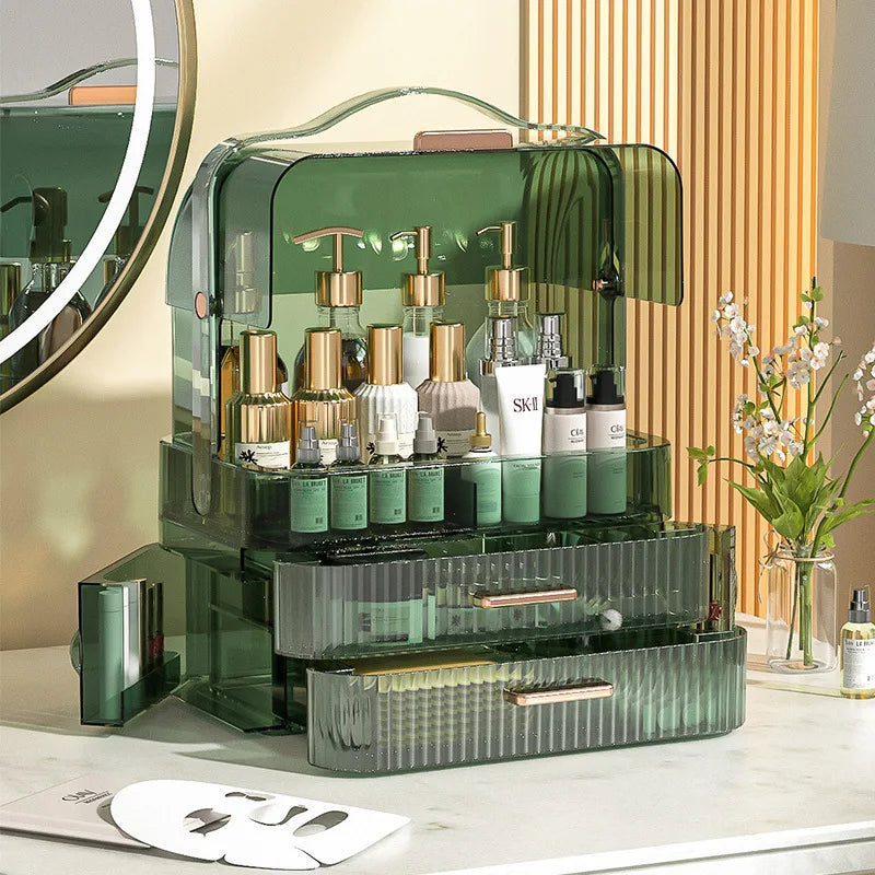 Cosmetics storage box Desktop dust drawer type large-capacity finishing box Multifunctional skin care product storage box