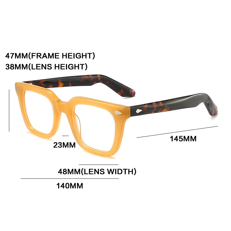 Handmade Acetate Glasses Frame Men Vintage Square Ultra Light Rivet Eyeglasses Frame Women Retro Luxury Brand Designer Eyewear