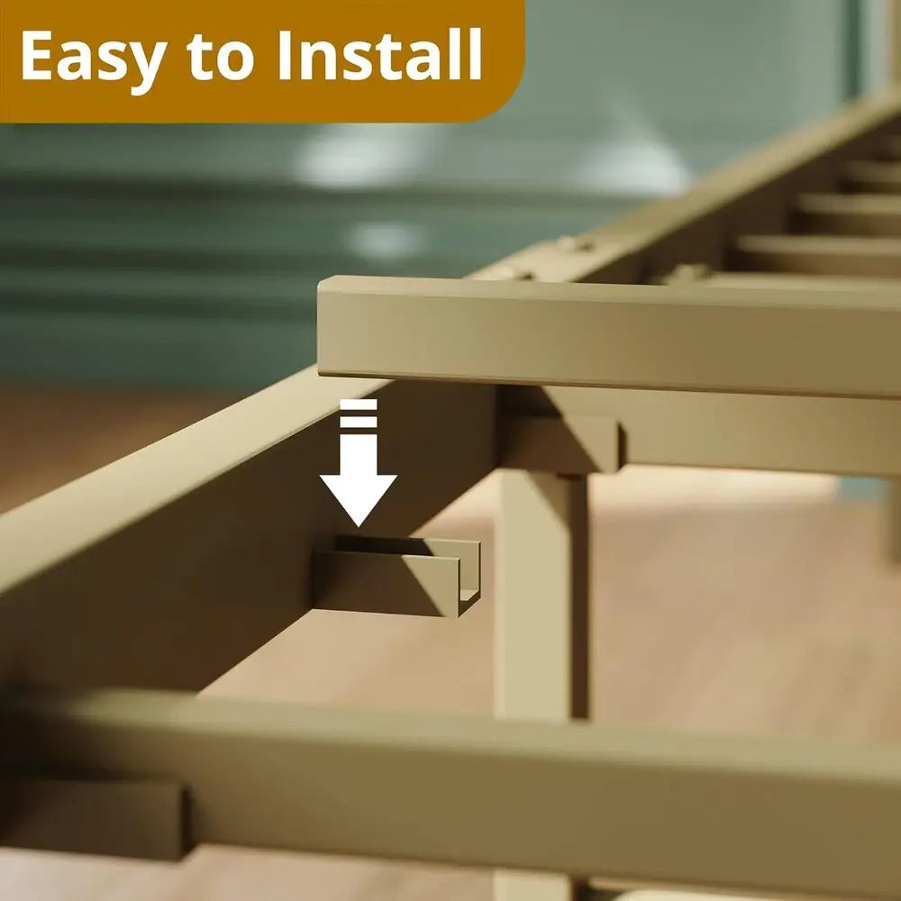 LIKIMIO XL Twin / Queen Bed Frame, Storage Headboard with Charging Station, Solid and Stable, No Box Spring Needed