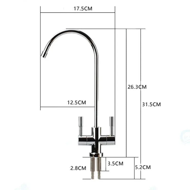 Stainless Steel Double Outlet Faucet Set Water purifier Tap Kitchen RO Faucet Double Inlet And Outlet tap 1/4 Inch Connect Hose