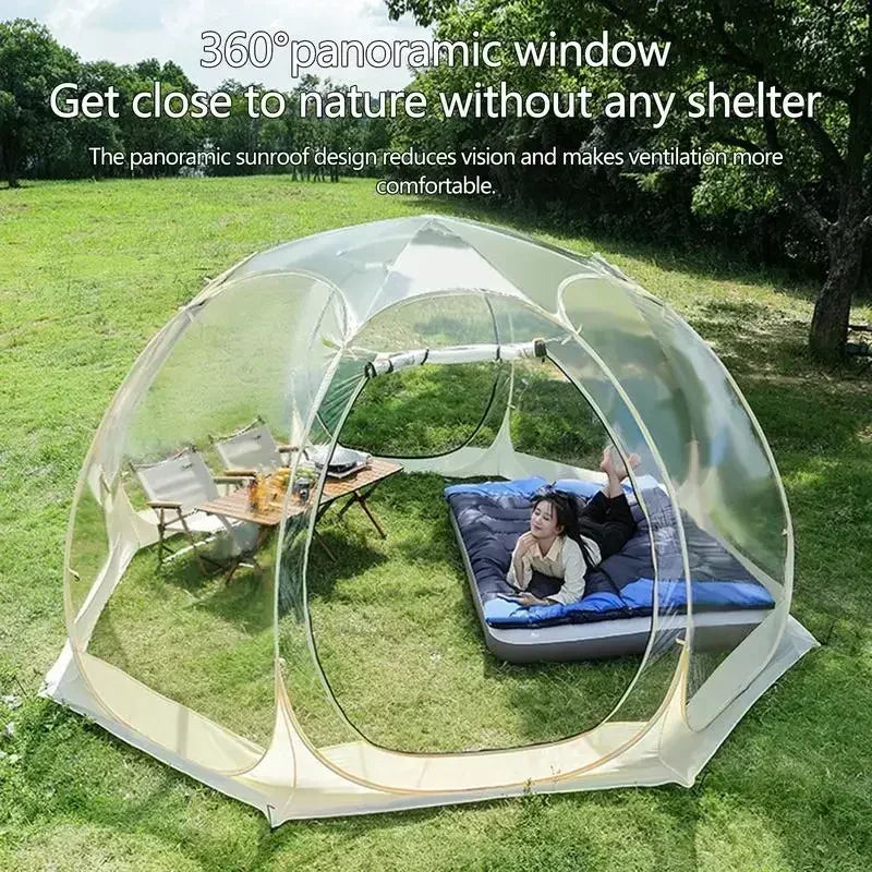 Sun Room Transparent Camping Tent 4-8 People Starry Sky Dome Tent Portable Spherical Tent 360 Degree Panoramic Window Outdoor