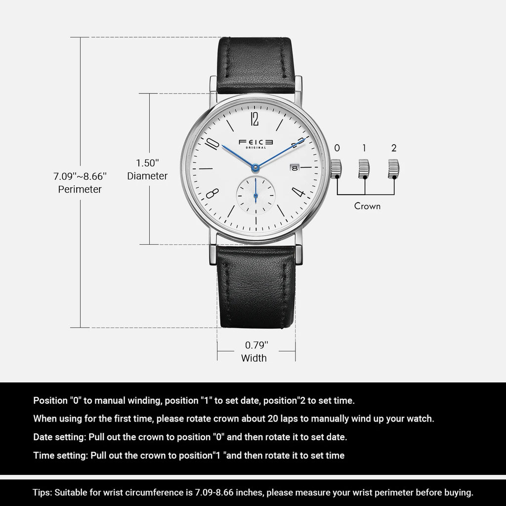 FEICE Unisex Wristwatch Bauhaus Men's Watches Automatic Mechanical Watch Stainless Steel Waterproof Casual Fashion Watch FM201