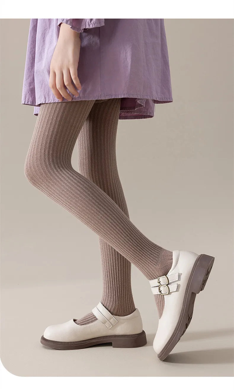 Children Fashion Tights Baby Girl Pantyhose Cotton Knitted Stocking Toddler Kids Solid Leggings Casual Pants For 0-12Y