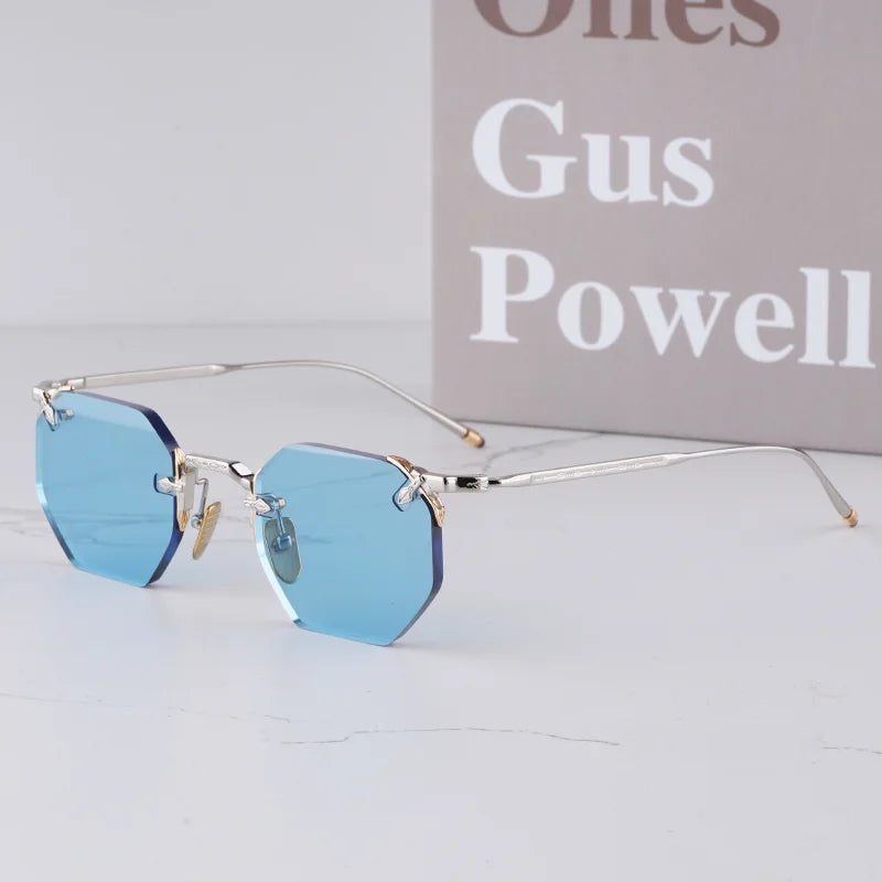 ELDORADO Light Luxury Sliver Boundless Sunglasses for Male Designer Hand Craft Top Quality Rimless Alloy Solar Glasses for Men