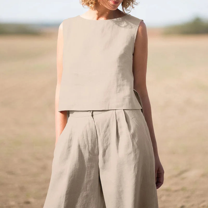 Women's Suit 2025 Women's Solid Color Retro Pants Suit Cotton and Linen Casual Long Sleeve Loose Cotton Suit 2 Piece Set