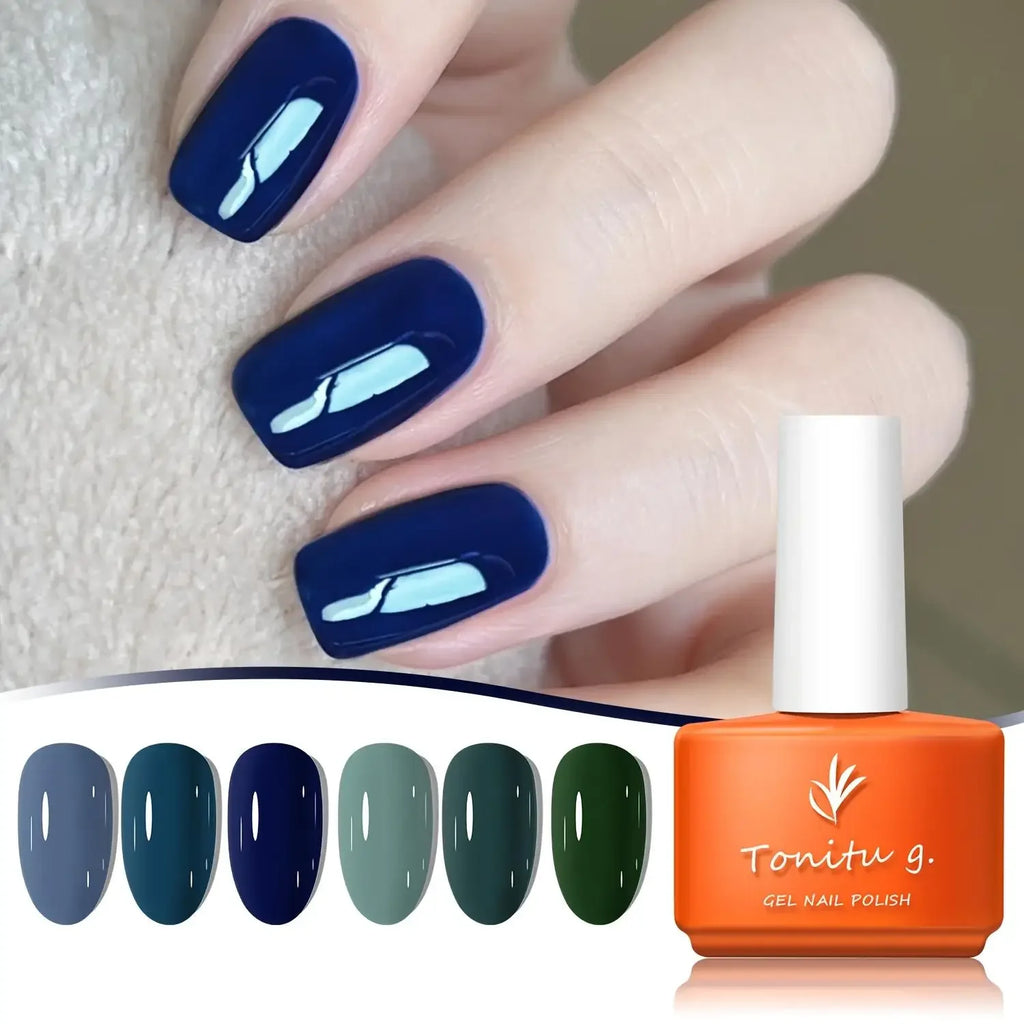 Gel Nail Polish Set 6 Colors, Glitter Golden, Silvery, Macaron, Red, Gel Set, Soak Off UV/LED,  for Salon Manicure and Home DIY