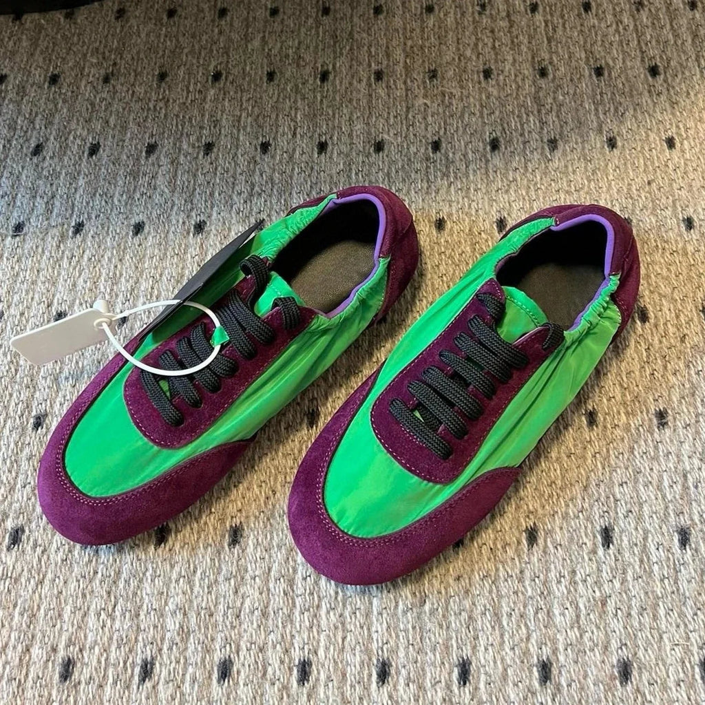 Spring Autumn Genuine Leather Round-Toe Lace-Up Tennis Shoes German Sneakers Casual Shoes Athletic Shoes Handmade Bota Feminina