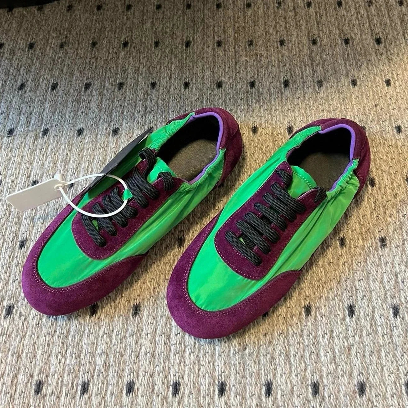 Spring Autumn Genuine Leather Round-Toe Lace-Up Tennis Shoes German Sneakers Casual Shoes Athletic Shoes Handmade Bota Feminina