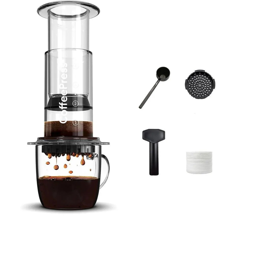 Share Pot Portable Coffee Kettle French Style Anti-slip Press Coffee Pot Transparent Light Weight Hand Pour Coffee Maker Outdoor