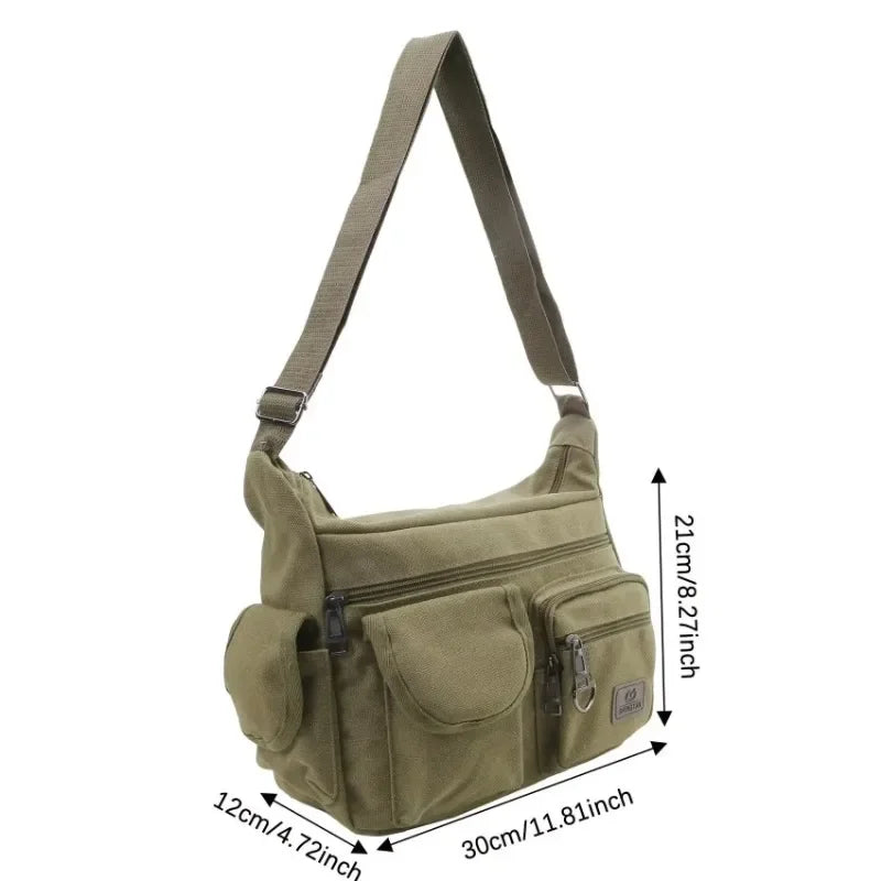 Heren Casual Sling Bag Messenger Crossbody Schouder Unisex Reizen Outdoor Vintage Tassen