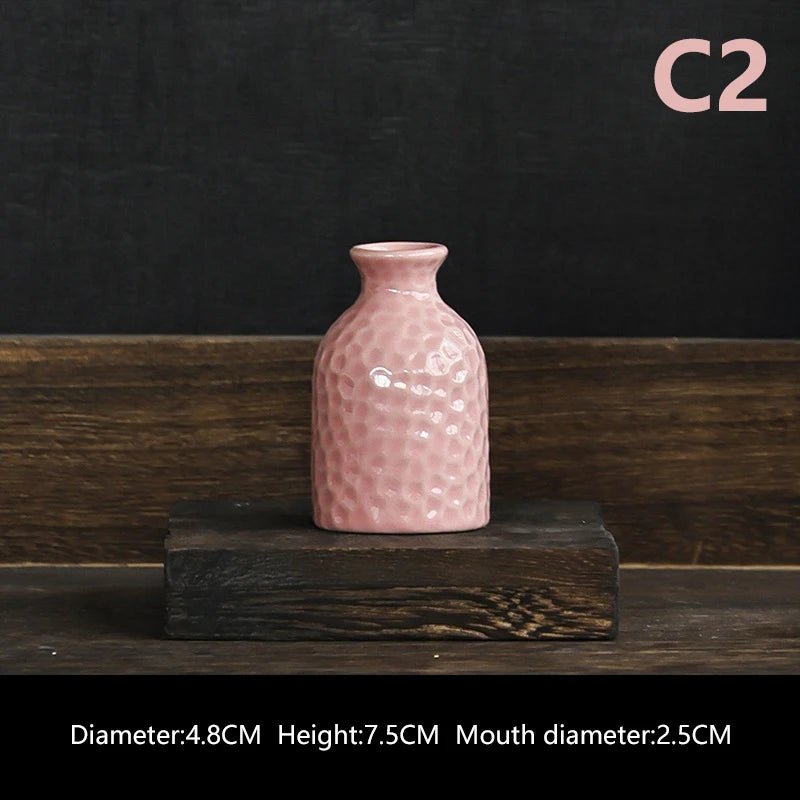 Ins Ceramics Flower Vase Nordic Hydroponics Vases Creative Room Decor Mini Flower Plant Bottle Pots Table Ornament Colorful Vase