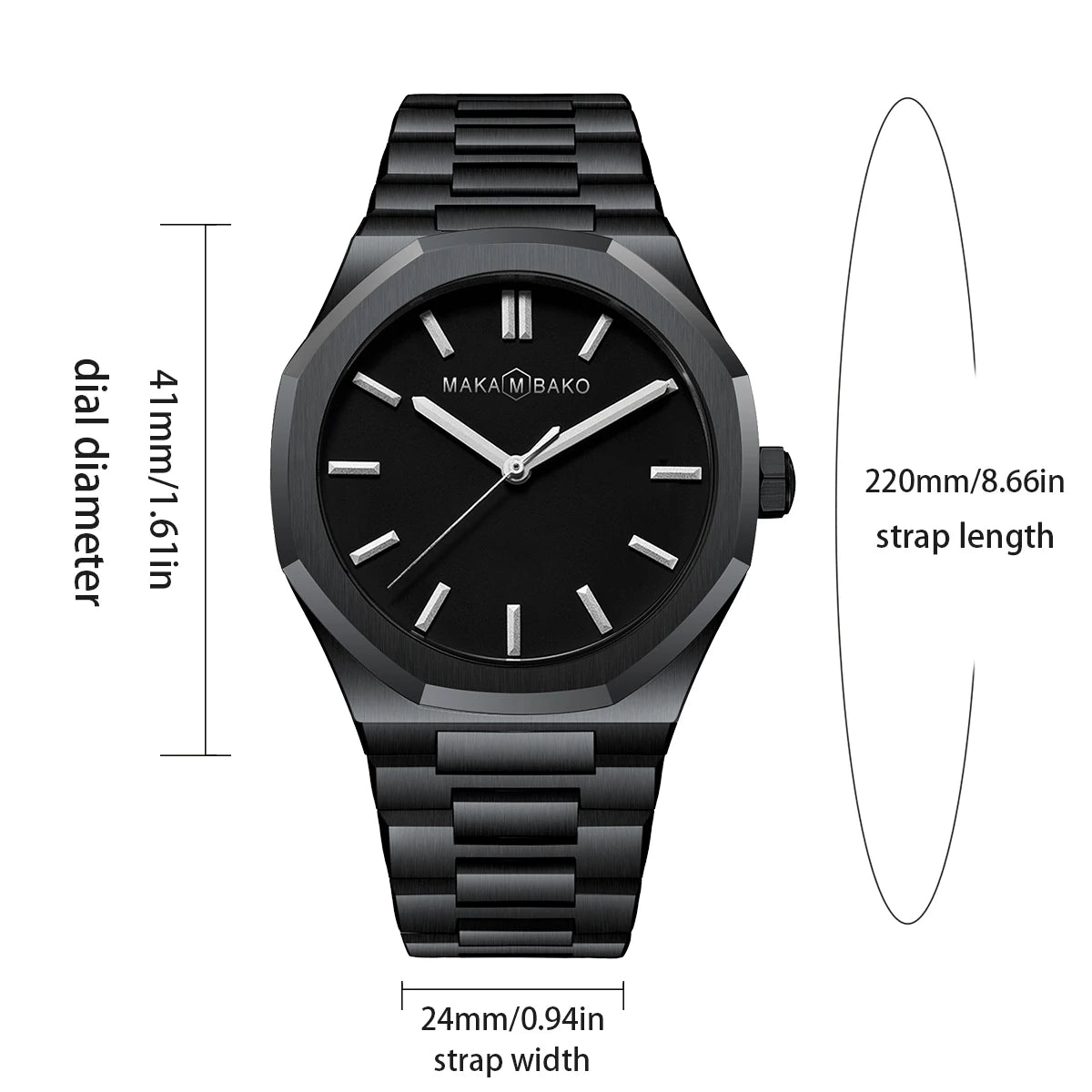 Black Mens Watch With Original Japanese MIYOTA 2035 Quartz Movement 40mm Business Style Stainless Steel 3Bar Watch for Men reloj