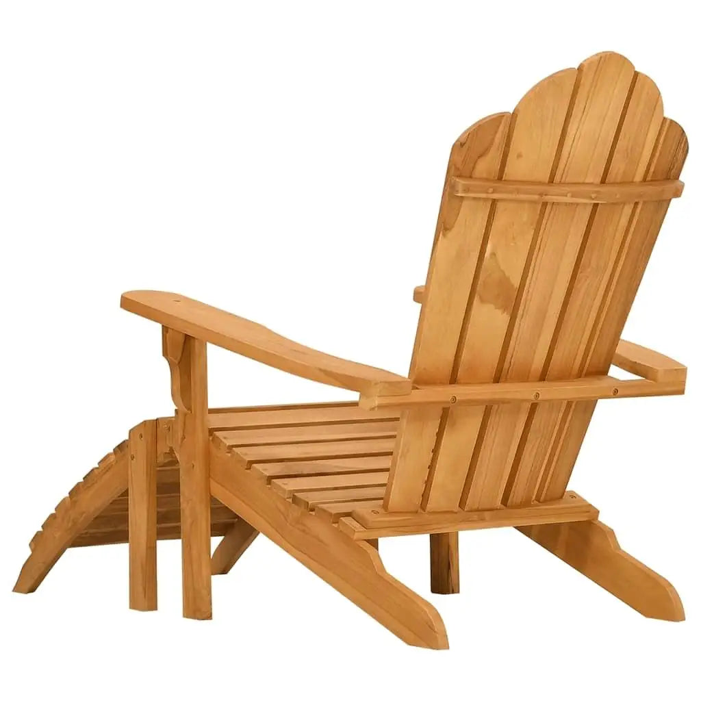 Teak Wood Garden Adirondack Chair with Footrest Outdoor Patio Furniture Classic Design
