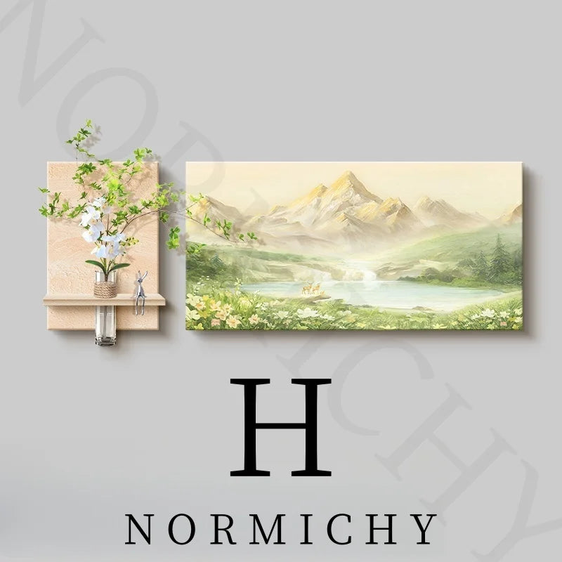 Simple Living Room Decoration Painting Natural Wood Sunshine Sofa Background Wall Hanging Painting High-End Landscape Wall Lamp