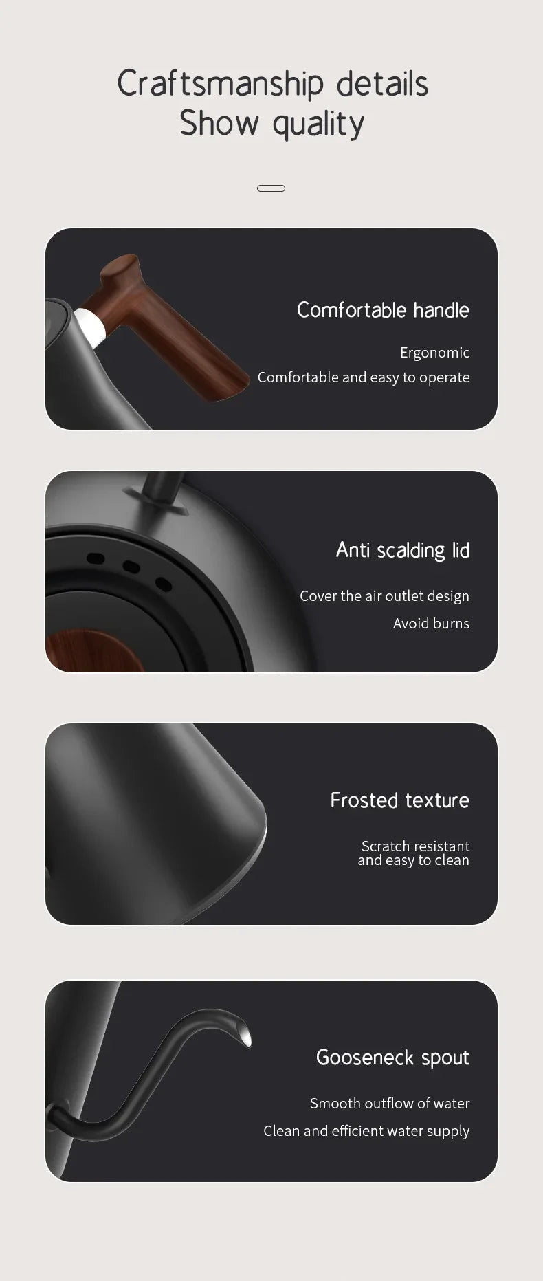 900ML Intelligent Constant Temperature Electric Kettle Hand Brewed Coffee Pot Gooseneck Pot Used for Brewing Milk Powder