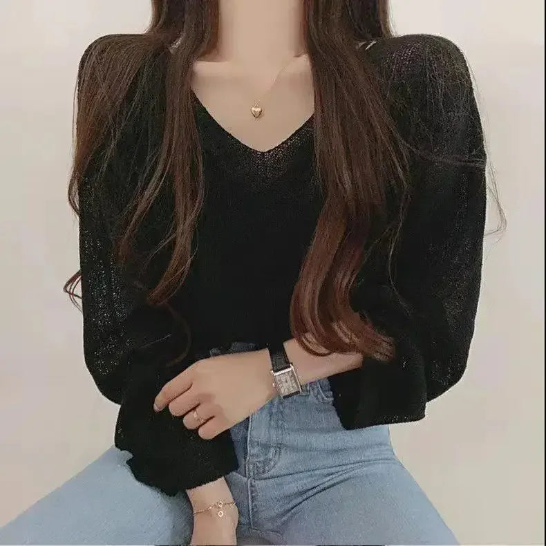 Tops Sweaters For Women With Headings Ladies Sweater Pullover Cropped Autumn 2024 Trend Cute Kawaii Black Knitted High Quality