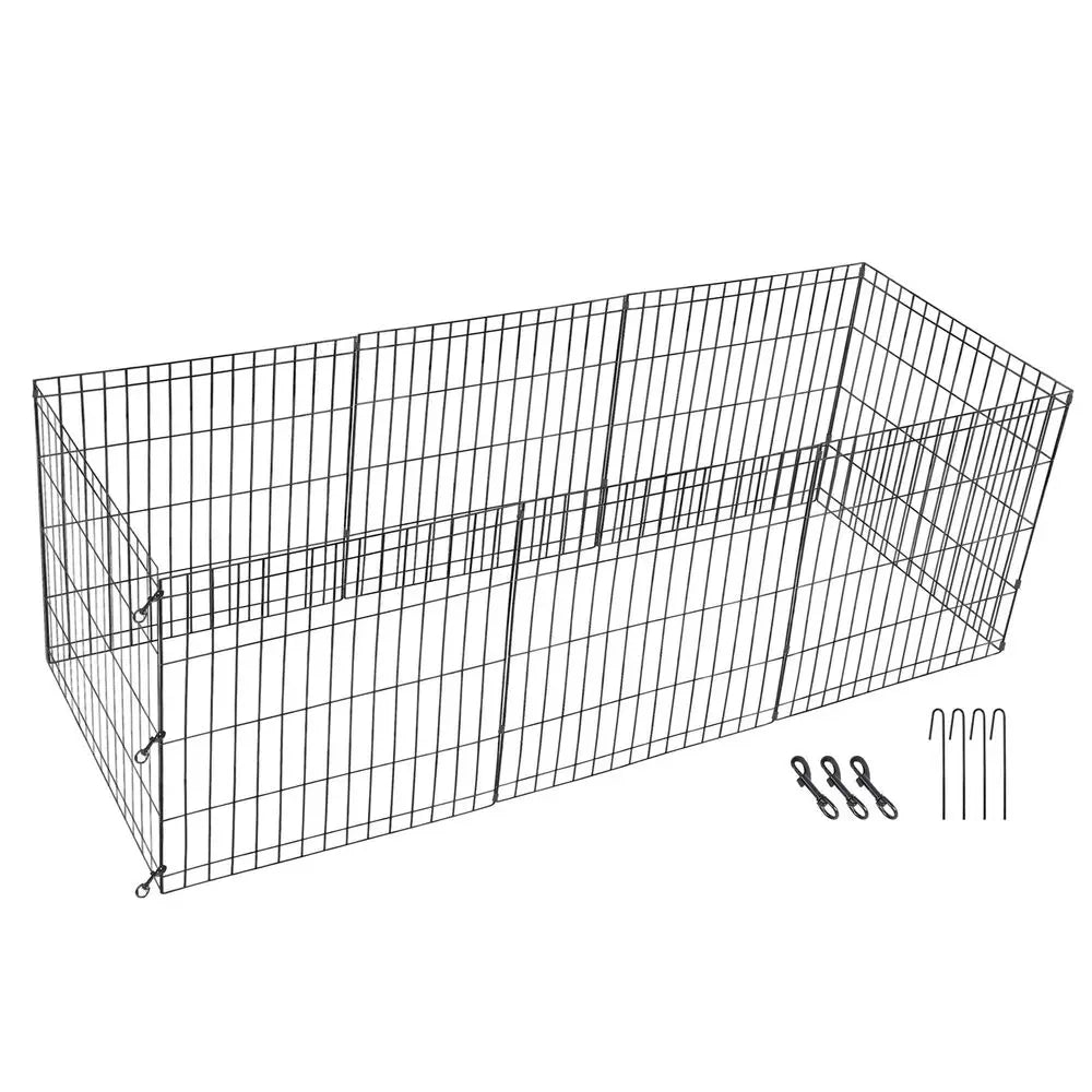 24" Tall 8 Panels Metal Dog Playpen Large Crate Fence Pet Play Pen Exercise Cage