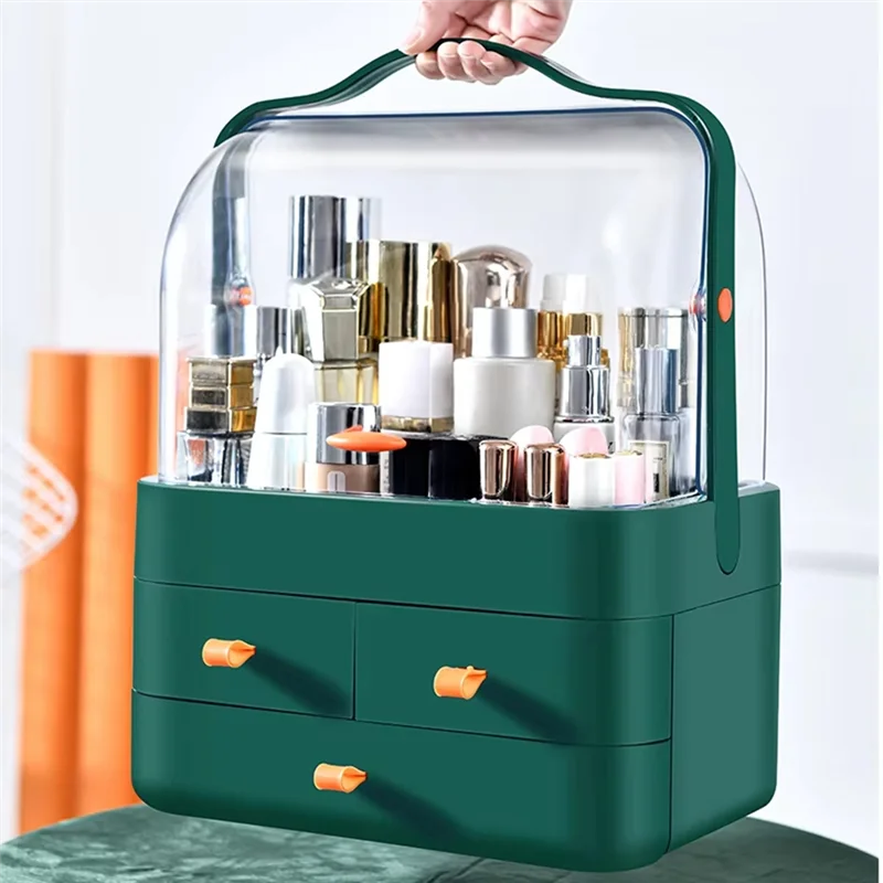 KYCOR-1Pc Cosmetics Receiving Box With Drawer Dust-Proof Desktop Makeup Organizer For Skin Care Products Household Storage