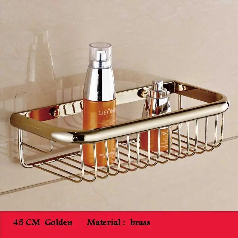 BAKALA Brass Bathroom Accessories Corner Shelf  Finished Wall Mounted Bath Shower Caddy Storage Holder BR-6716